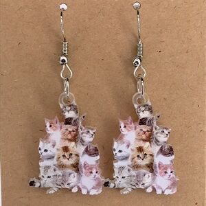 Cat-Themed Earrings with Multicolor Design